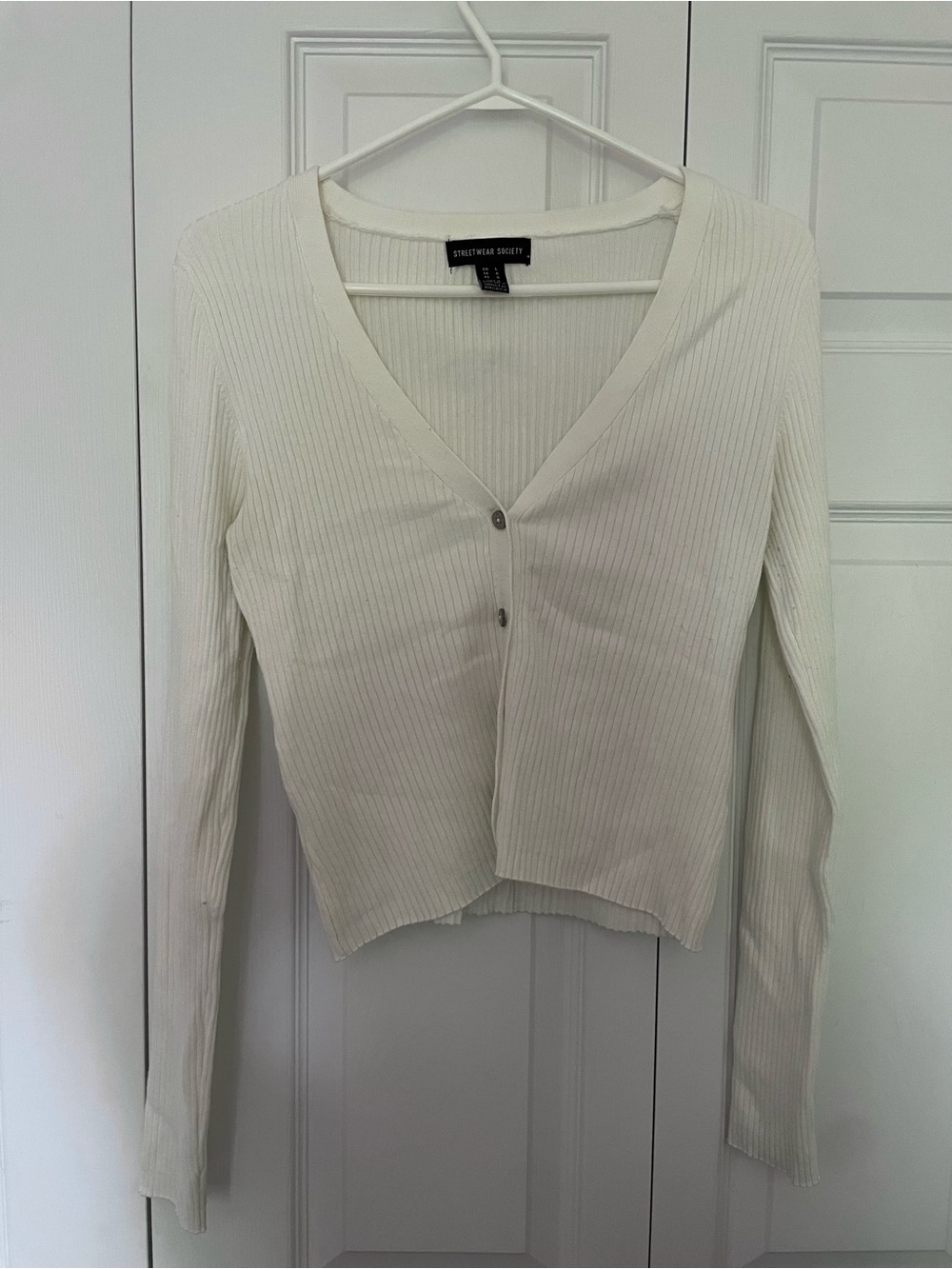 White Ribbed Cardigan H&M